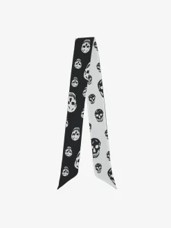 Sciarpa Skull a nastro da Donna in Nero/Avorio
