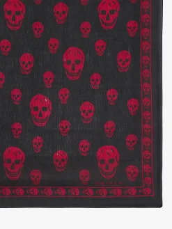 Sciarpa Skull classica da Donna in Nero/Rosso