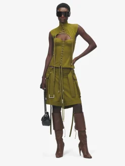 Top a corsetto con cut-out da Donna in Verde oliva