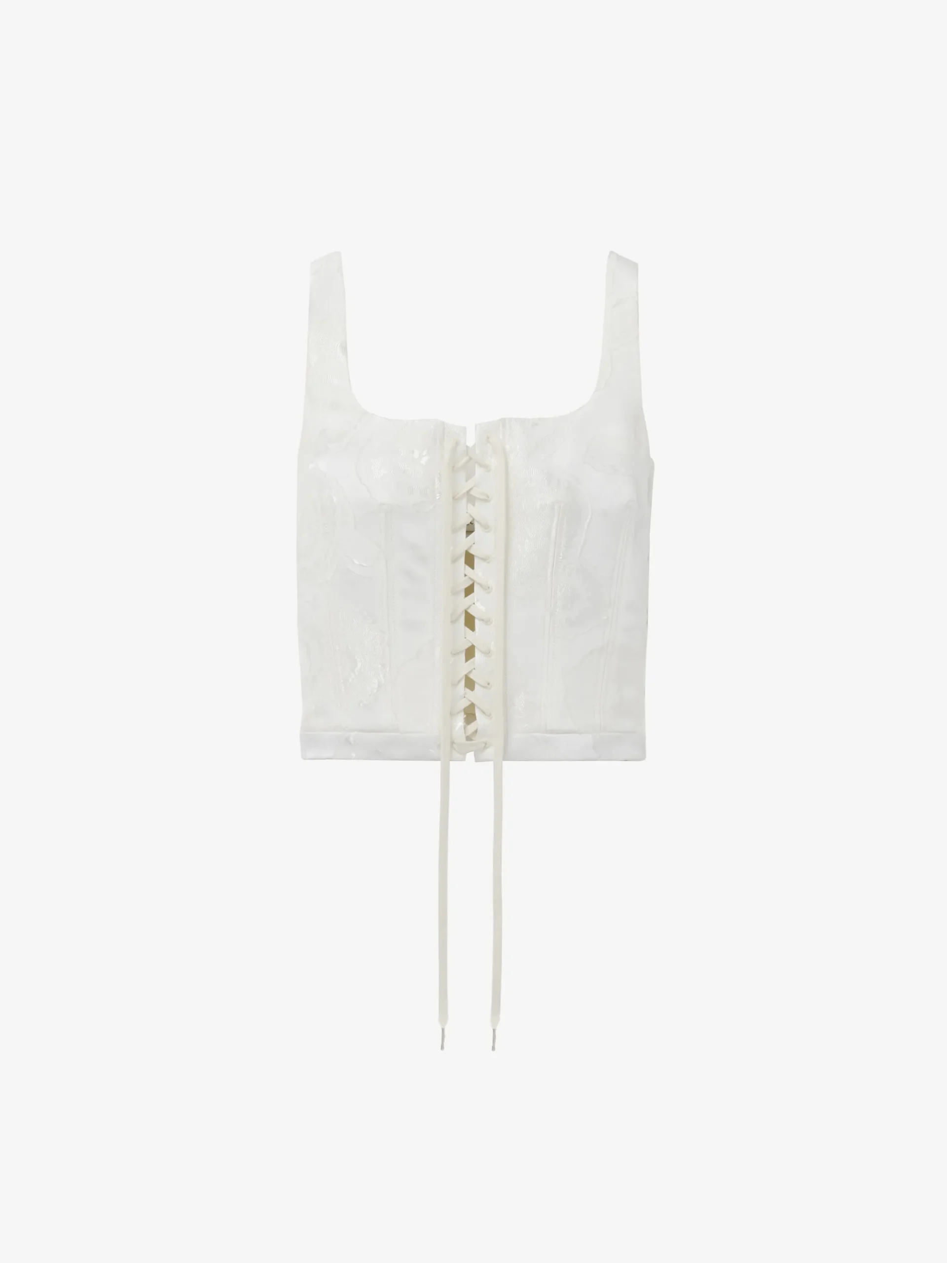 Top a corsetto con motivo floreale in fil coupé da Donna in Avorio