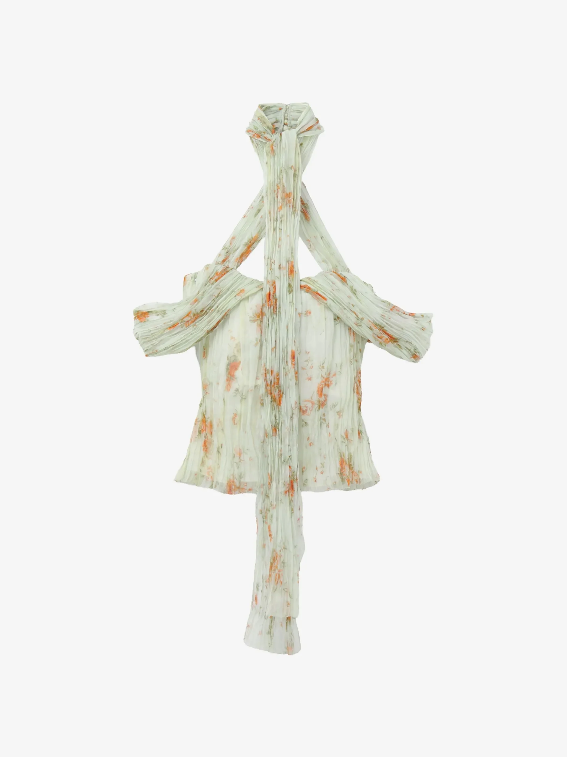 Top a pieghe con motivo floreale da Donna in Pietra/Arancione chiaro