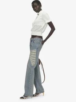 Top in maglia pointelle da Donna in Avorio