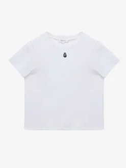 T-shirt con ricamo Skull da Donna in Bianco Ottico