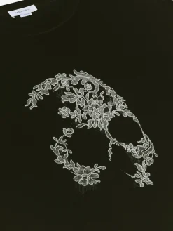 T-shirt Skull in pizzo da Uomo in Nero